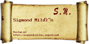 Sigmond Milán névjegykártya
