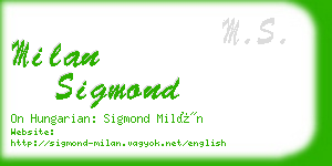 milan sigmond business card